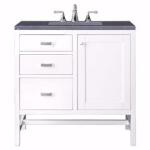 Addison 36IN Single Vanity Glossy White w/ 3 CM Charcoal Soapstone Silestone Top