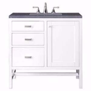 Addison 36IN Single Vanity Glossy White w/ 3 CM Charcoal Soapstone Silestone Top