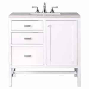 Addison 36IN Single Vanity Glossy White w/ 3 CM Eternal Jasmine Pearl Silestone Top