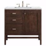 Addison 36IN Single Vanity Mid-Century Acacia w/ 3 CM Ethereal Noctis Silestone Top