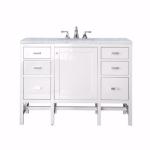Addison 48IN Single Vanity Glossy White w/ 3 CM Carrara White Top