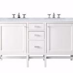Addison 60IN Double Vanity Glossy White w/ 3 CM Carrara White Top