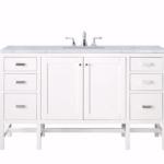 Addison 60IN Single Vanity Glossy White w/ 3 CM Carrara White Top