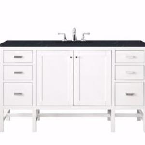 Addison 60IN Single Vanity Glossy White w/ 3 CM Charcoal Soapstone Silestone Top