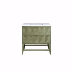 Emmeline 36IN Single Vanity Pebble Oak w/ 3 CM White Zeus Top