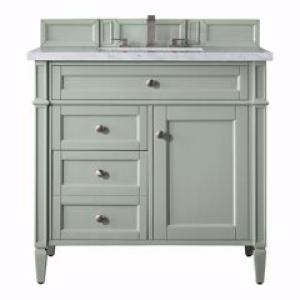 Brittany 36IN Single Vanity Sage Green w/ 3 CM Eternal Jasmine Pearl Silestone Top