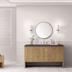 Hudson 60IN Single Vanity Light Natural Oak w/ 3 CM Charcoal Soapstone Top