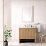 Hudson 36IN Single Vanity Light Natural Oak w/ 3 CM Carrara Marble Top