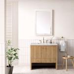 Hudson 36IN Single Vanity Light Natural Oak w/ 3 CM Eternal Jasmine Pearl Top