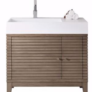 Linear 36IN Single Vanity Cabinet Whitewashed Walnut