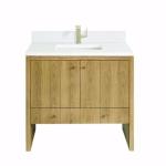 Hudson 36IN Single Vanity Light Natural Oak w/ Single Hole 3 CM White Zeus Top & Backsplash