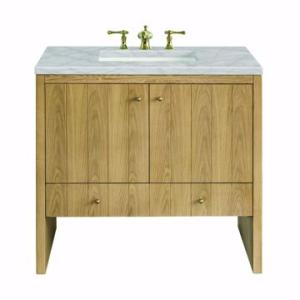 Hudson 36IN Single Vanity Light Natural Oak w/ 3 CM Victorian Silver Top