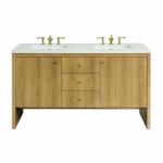 Hudson 60IN Double Vanity Light Natural Oak w/ 3 CM Lime Delight Top