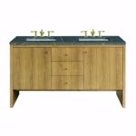 Hudson 60IN Double Vanity Light Natural Oak w/ 3 CM Parisien Bleu Top