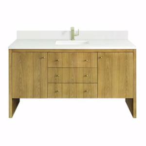 Hudson 60IN Single Vanity Light Natural Oak w/ Single Hole 3 CM White Zeus Top & Backsplash