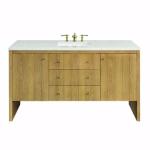 Hudson 60IN Single Vanity Light Natural Oak w/ 3 CM Lime Delight Top