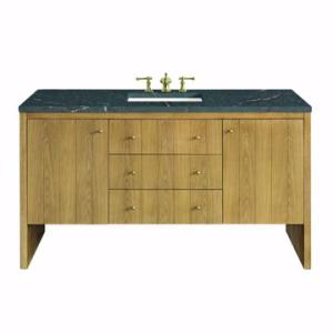 Hudson 60IN Single Vanity Light Natural Oak w/ 3 CM Parisien Bleu Top