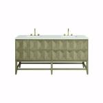 Emmeline 72IN Double Vanity Pebble Oak w/ 3 CM Lime Delight Top