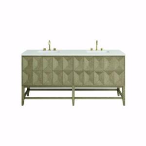 Emmeline 72IN Double Vanity Pebble Oak w/ 3 CM Lime Delight Top