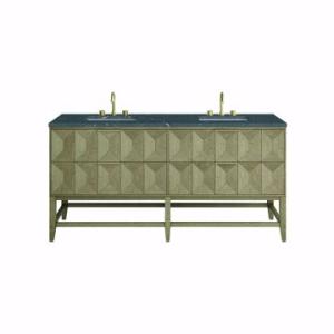 Emmeline 72IN Double Vanity Pebble Oak w/ 3 CM Parisien Bleu Top