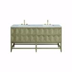 Emmeline 72IN Double Vanity Pebble Oak w/ 3 CM Victorian Silver Top