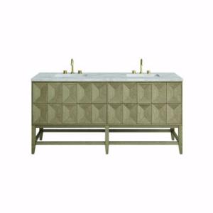 Emmeline 72IN Double Vanity Pebble Oak w/ 3 CM Victorian Silver Top