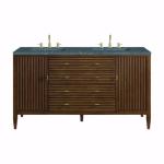 Myrrin 60IN Double Vanity Mid Century Walnut w/ 3 CM Parisien Bleu Silestone Top