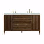 Myrrin 60IN Double Vanity Mid Century Walnut w/ 3 CM Victorian Silver Silestone Top