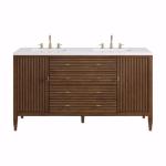 Myrrin 60IN Double Vanity Mid Century Walnut w/ 3 CM White Zeus Silestone Top