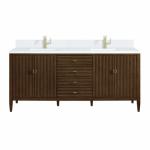 Myrrin 72IN Vanity Mid Century Walnut w/ Single Hole 3 CM White Zeus Silestone Top & Backsplash