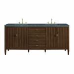 Myrrin 72IN Double Vanity Mid Century Walnut w/ 3 CM Parisien Bleu Silestone Top