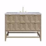 Emmeline 48IN Single Vanity Pebble Oak w/ 3 CM Carrara White Marble Top