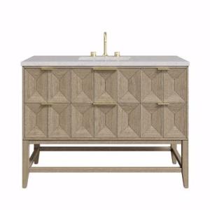 Emmeline 48IN Single Vanity Pebble Oak w/ 3 CM Eternal Jasmine Pearl Silestone Top