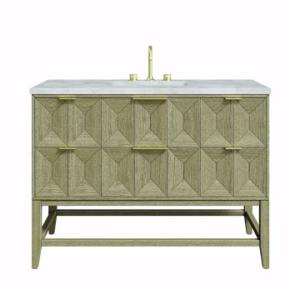 Emmeline 48IN Single Vanity Pebble Oak w/ 3 CM Victorian Silver Silestone Top