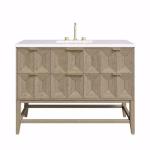 Emmeline 48IN Single Vanity Pebble Oak w/ 3 CM White Zeus Silestone Top