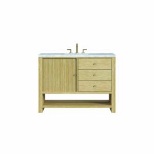 Marigot 48IN Single Vanity Sunwashed Oak w/ 3 CM Carrara White Marble Top