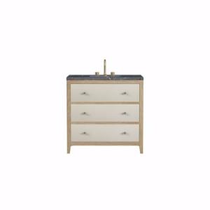 Celeste 36IN Single Vanity Sunwashed Oak with Embossed Shagreen w/ 3 CM Parisien Bleu Silestone Top