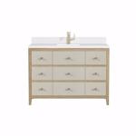 Celeste 48IN Single Vanity Sunwashed Oak with Embossed Shagreen w/ Single Hole 3 CM White Zeus Silestone Top & Backsplash