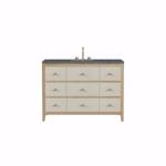 Celeste 48IN Single Vanity Sunwashed Oak with Embossed Shagreen w/ 3 CM Parisien Bleu Silestone Top