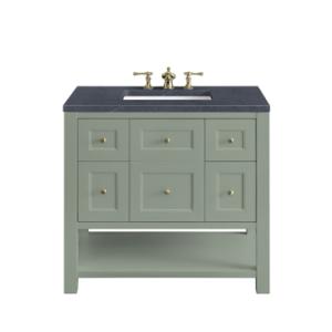 Breckenridge 36IN Single Vanity Smokey Celadon w/ 3 CM Charcoal Soapstone Top