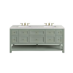 Breckenridge 72IN Double Vanity Smokey Celadon w/ 3 CM Eternal Jasmine Pearl Top