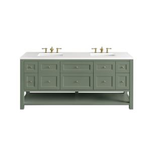 Breckenridge 72IN Double Vanity Smokey Celadon w/ 3 CM White Zeus Top