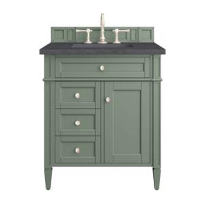 Brittany 30IN Single Vanity Smokey Celadon w/ 3 CM Charcoal Soapstone Top