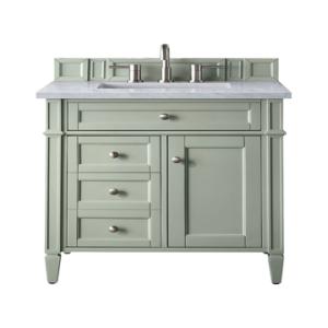 Brittany 30IN Single Vanity Sage Green w/ 3 CM Eternal Jasmine Pearl Silestone Top