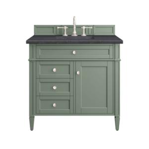 Brittany 36IN Single Vanity Smokey Celadon w/ 3 CM Charcoal Soapstone Top
