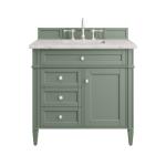 Brittany 36IN Single Vanity Smokey Celadon w/ 3 CM Eternal Jasmine Pearl Top