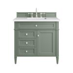 Brittany 36IN Single Vanity Smokey Celadon w/ 3 CM White Zeus Top