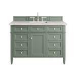 Brittany 48IN Single Vanity Smokey Celadon w/ 3 CM Eternal Jasmine Pearl Top