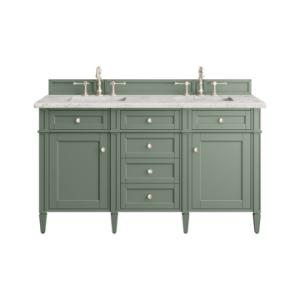 Brittany 60IN Double Vanity Smokey Celadon w/ 3 CM Eternal Jasmine Pearl Top
