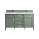 Brittany 60IN Double Vanity Smokey Celadon w/ 3 CM Ethereal Noctis Top